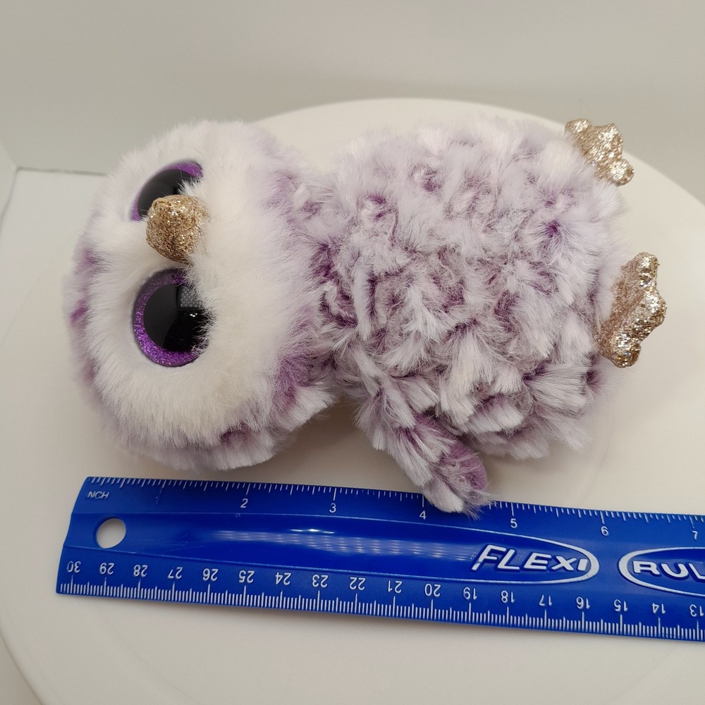 TY Beanie Boos Moonlight the Purple Owl 6 Inch Glitter Eyes Plush Toy - Picture 8 of 10